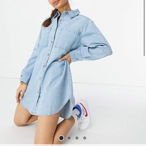 ASOS DESIGN oversized denim shirt dress mid wash